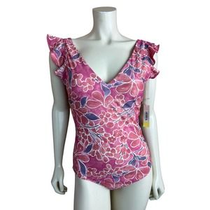 NEW Summersalt One Piece Swimsuit Ruffle Backflip Passion Floral Print 8 Long